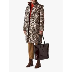 WHISTLES Animal Longline Leopard puffer rain jacket